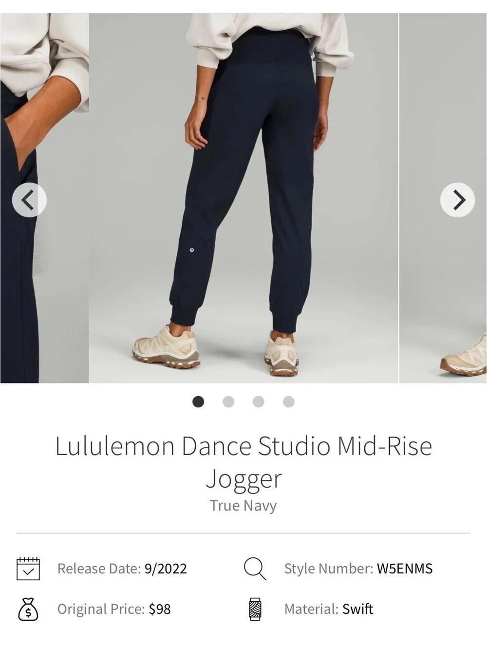 Lululemon Dance Studio Mid-Rise Jogger True Navy size 4. Newer square size from